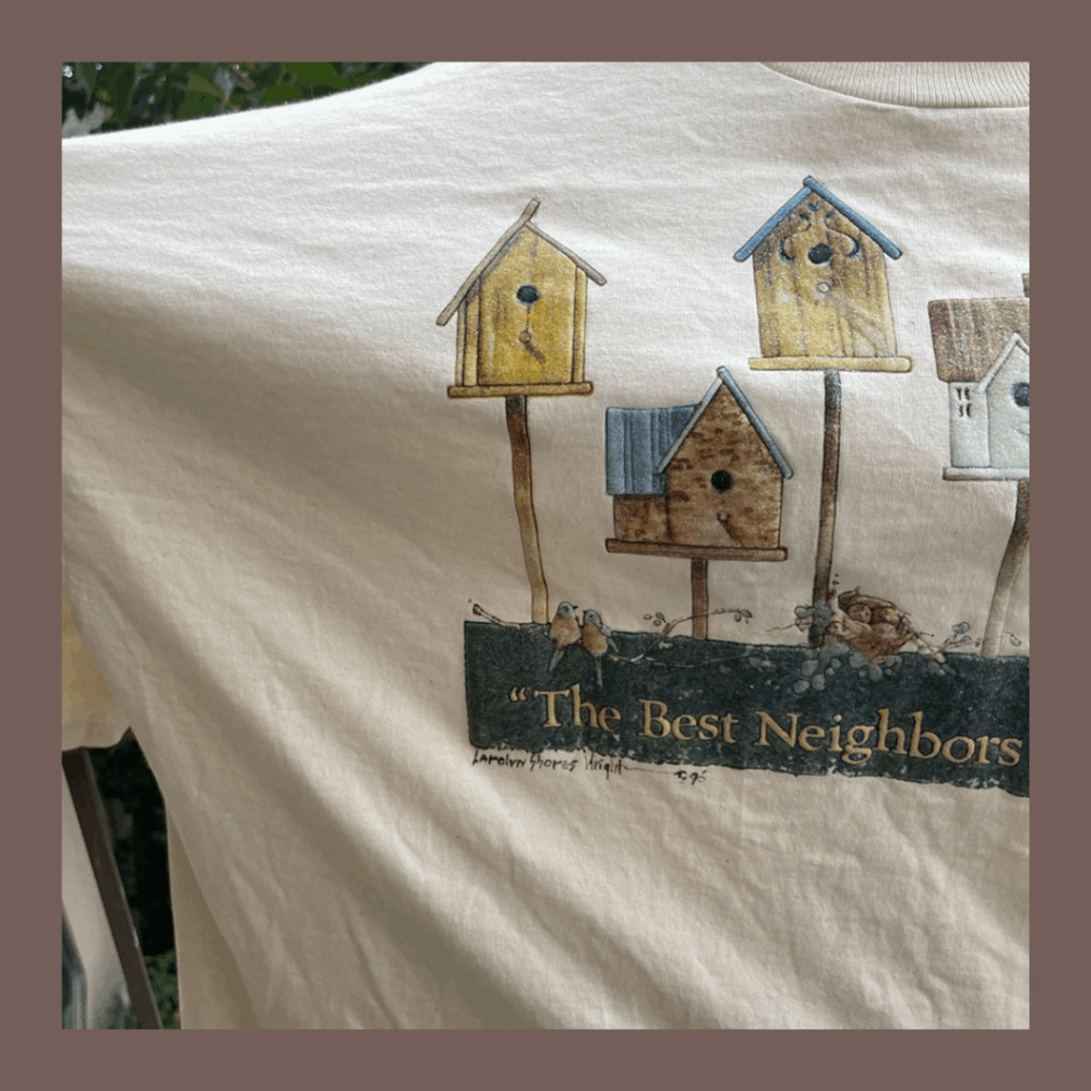 Jerzees Birdhouse Graphic Tee | Cream | Size 2X | Vintage - Picture 6 of 7